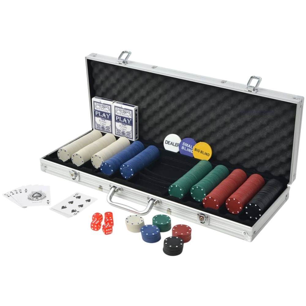 vidaXL Set de poker cu 500 de jetoane din aluminiu