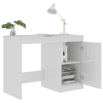vidaXL Birou, alb extralucios, 100x50x76 cm, lemn prelucrat vidaXL Birou, alb extralucios, 100x50x76 cm, lemn prelucrat