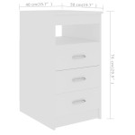 vidaXL Dulap cu sertare, alb, 40x50x76 cm, lemn compozit vidaXL Dulap cu sertare, alb, 40x50x76 cm, lemn compozit