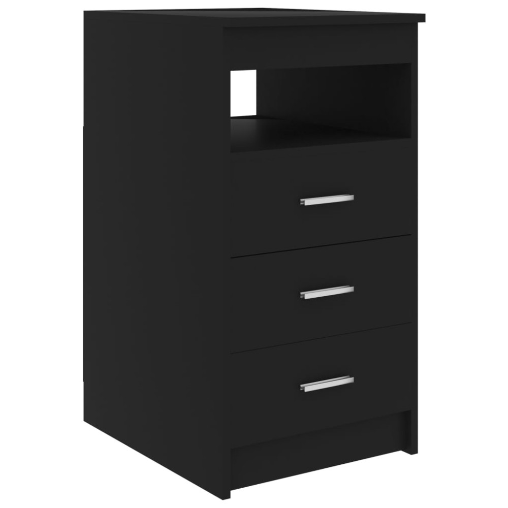 vidaXL Dulap cu sertare, negru, 40x50x76 cm, lemn compozit