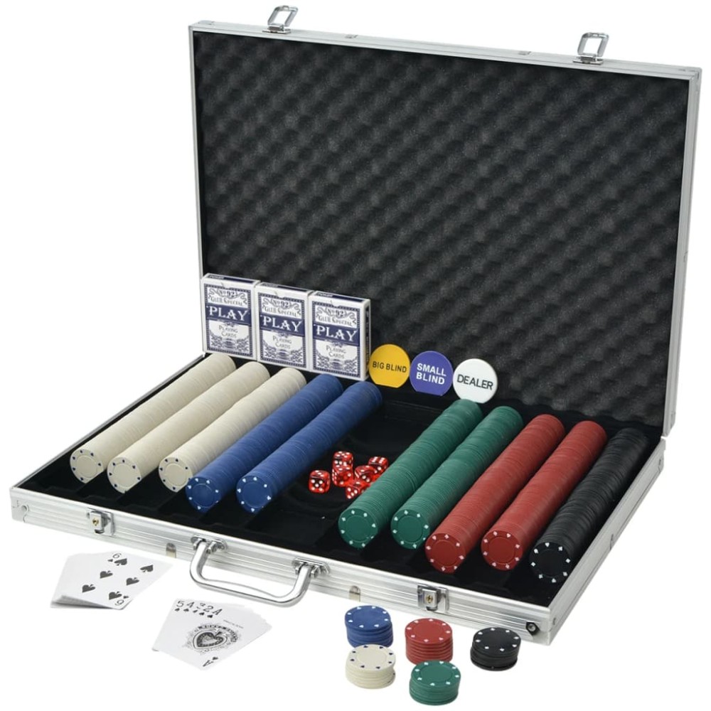 vidaXL Set de poker cu 1000 de jetoane din aluminiu