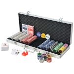 vidaXL Set de poker cu 500 de jetoane cu laser din aluminiu vidaXL Set de poker cu 500 de jetoane cu laser din aluminiu