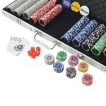 vidaXL Set de poker cu 500 de jetoane cu laser din aluminiu vidaXL Set de poker cu 500 de jetoane cu laser din aluminiu
