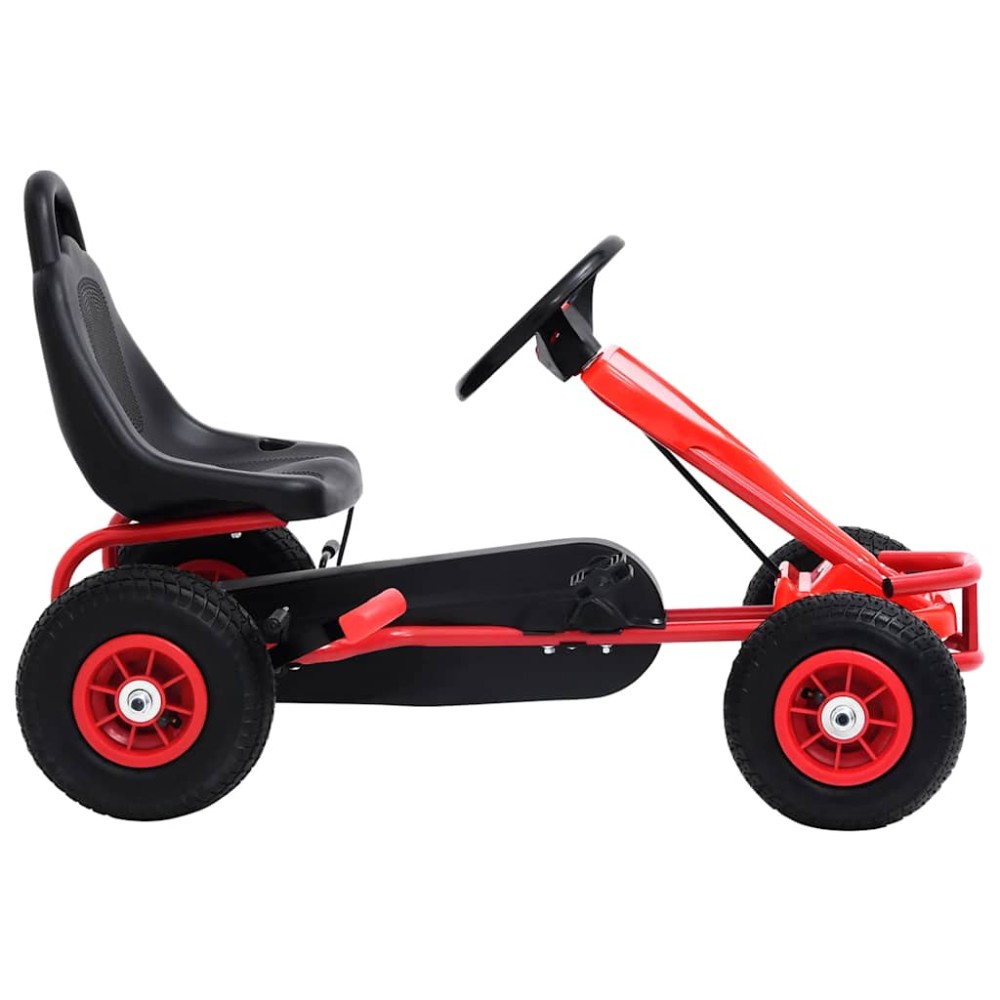 vidaXL Mașinuță kart cu pedale și roți pneumatice, roșu