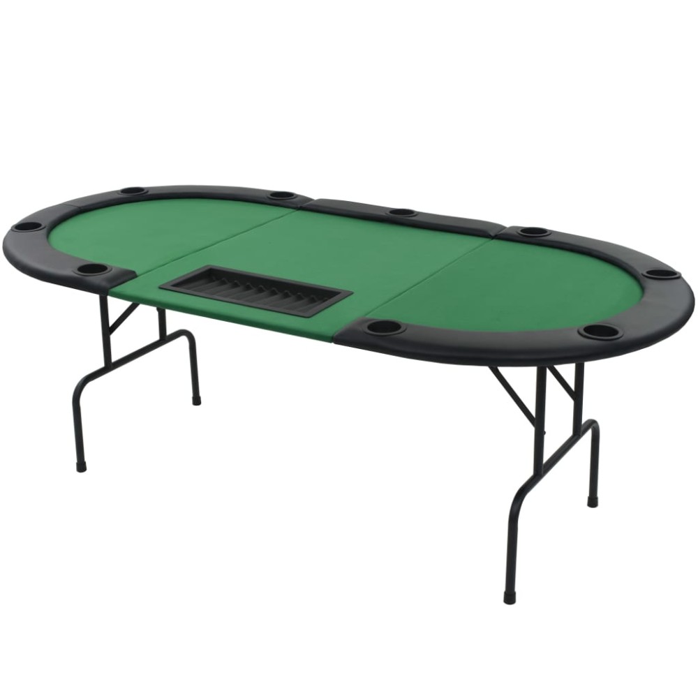 vidaXL Masă de poker pliabilă în 3, pentru 9 jucători, oval, Verde