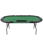 vidaXL Masă de poker pliabilă în 3, pentru 9 jucători, oval, Verde vidaXL Masă de poker pliabilă în 3, pentru 9 jucători, oval, Verde