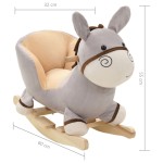 vidaXL Balansoar animal, măgar, cu spătar, pluș, 60 x 32 x 55 cm, gri vidaXL Balansoar animal, măgar, cu spătar, pluș, 60 x 32 x 55 cm, gri