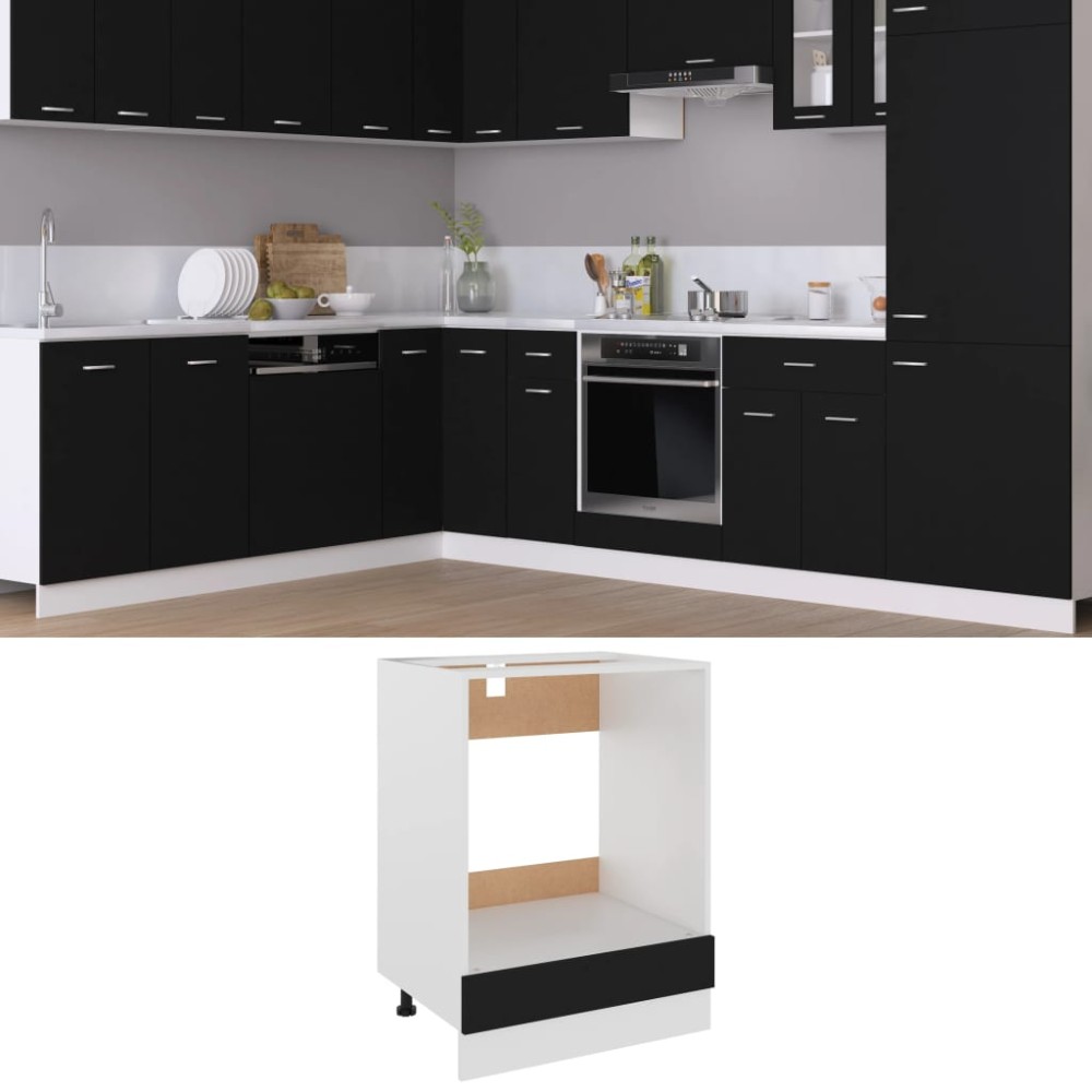 vidaXL Dulap pentru cuptor "Riga", negru, 60x46x81,5 cm