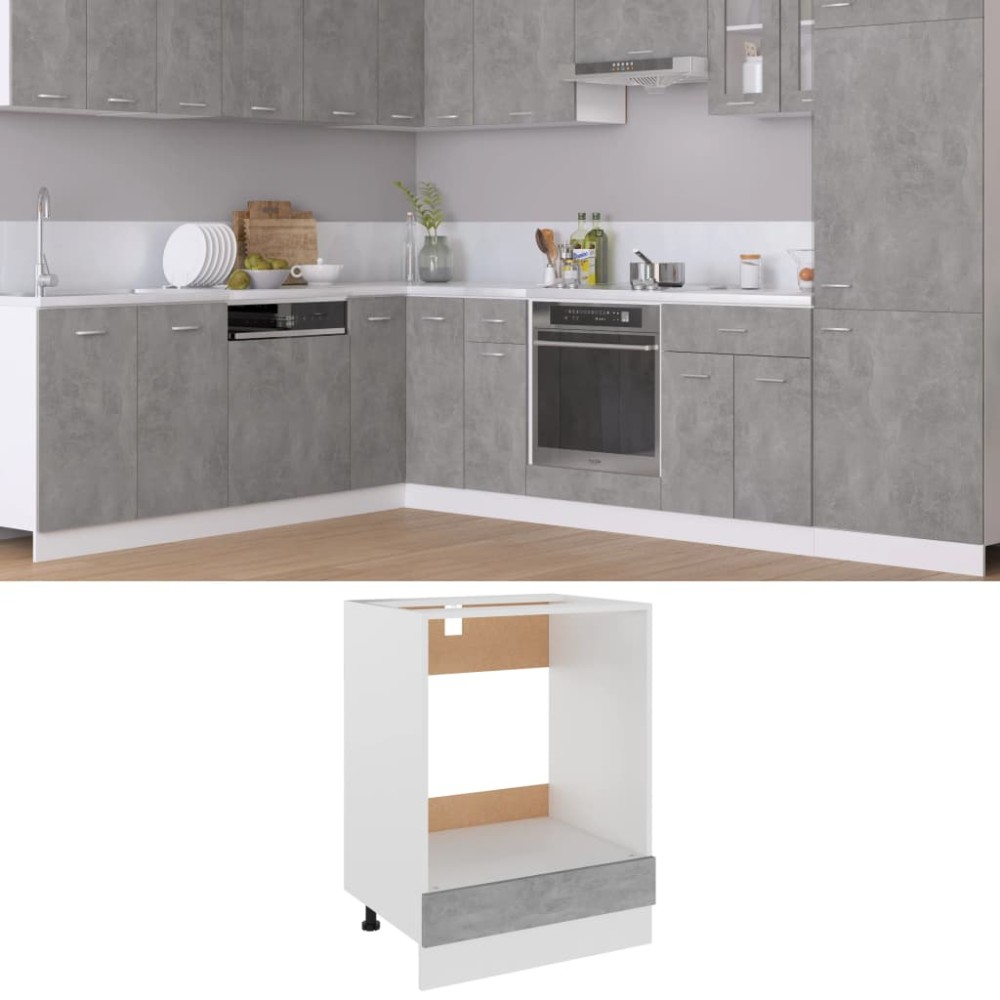 vidaXL Dulap pentru cuptor "Riga", gri beton, 60x46x81,5 cm