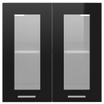 vidaXL Dulap de sticlă suspendat “Lyon”, negru, 60x31x60 cm