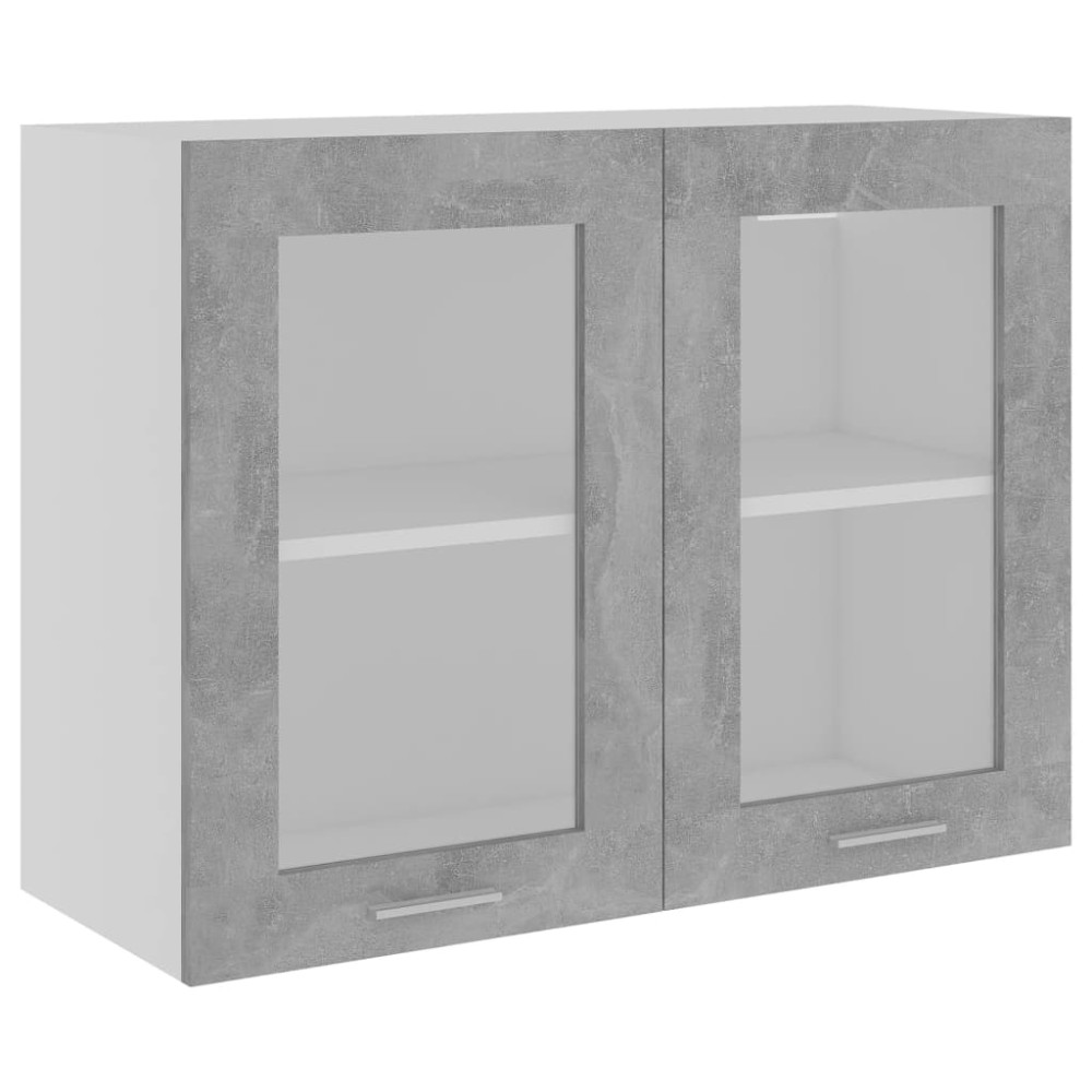 vidaXL Dulap din sticlă suspendat gri beton 80x31x60 cm lemn prelucrat