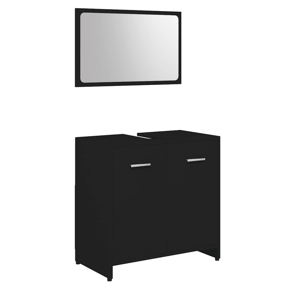 vidaXL Set de mobilier de baie, negru, lemn prelucrat