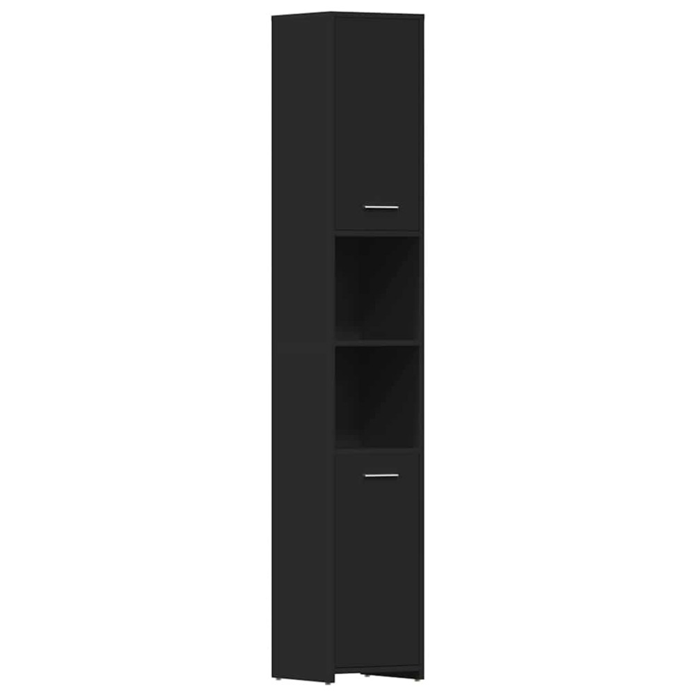 vidaXL Dulap de baie, negru, 30x30x183,5 cm, lemn prelucrat