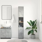 vidaXL Dulap de baie, gri beton, 30x30x183,5 cm, lemn prelucrat