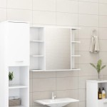 vidaXL Dulap de baie cu oglindă, alb, 80x20,5x64 cm, lemn prelucrat