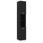 vidaXL Dulap de baie, negru, 30x30x179 cm, lemn prelucrat