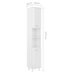 vidaXL Dulap de baie, alb extralucios, 30x30x179 cm, lemn prelucrat