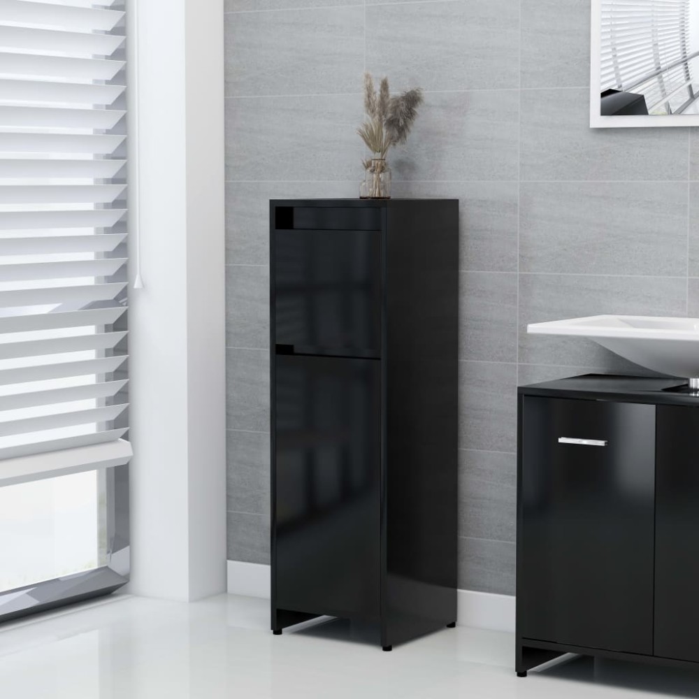 vidaXL Dulap de baie, negru, 30x30x95 cm, lemn prelucrat