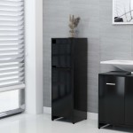 vidaXL Dulap de baie, negru, 30x30x95 cm, lemn prelucrat