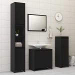 vidaXL Dulap de baie, negru, 30x30x95 cm, lemn prelucrat