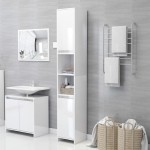 vidaXL Dulap de baie, alb extralucios, 30x30x183,5 cm, lemn prelucrat vidaXL Dulap de baie, alb extralucios, 30x30x183,5 cm, lemn prelucrat