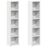 vidaXL Dulapuri CD-uri, 2 buc., alb, 21 x 16 x 93,5 cm, PAL