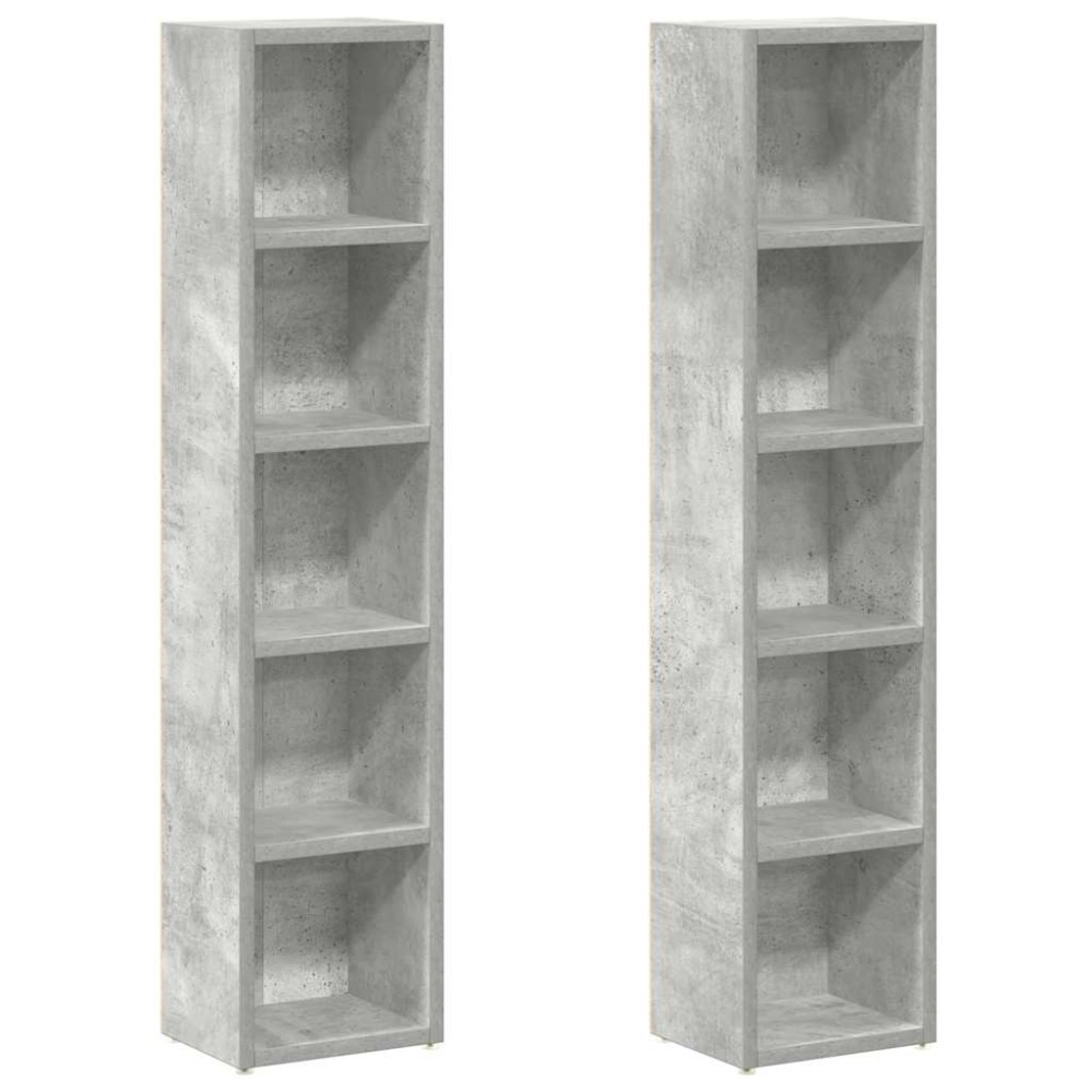 vidaXL Dulapuri CD-uri, 2 buc., gri beton, 21 x 16 x 93,5 cm, PAL