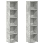 vidaXL Dulapuri CD-uri, 2 buc., gri beton, 21 x 16 x 93,5 cm, PAL