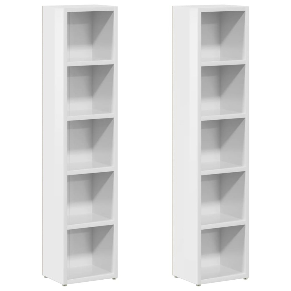 vidaXL Dulapuri CD-uri, 2 buc. alb extralucios, 21 x 16 x 93,5 cm, PAL