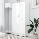 vidaXL Bibliotecă, alb extralucios, 82,5x30,5x150 cm, lemn prelucrat vidaXL Bibliotecă, alb extralucios, 82,5x30,5x150 cm, lemn prelucrat