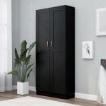 vidaXL Bibliotecă, negru, 82,5x30,5x185,5 cm, lemn prelucrat vidaXL Bibliotecă, negru, 82,5x30,5x185,5 cm, lemn prelucrat