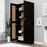 vidaXL Bibliotecă, negru, 82,5x30,5x185,5 cm, lemn prelucrat vidaXL Bibliotecă, negru, 82,5x30,5x185,5 cm, lemn prelucrat