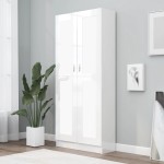 vidaXL Bibliotecă, alb extralucios, 82,5x30,5x185,5 cm, lemn prelucrat