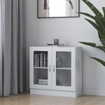 vidaXL Dulap cu vitrină, alb, 82,5 x 30,5 x 80 cm, lemn prelucrat vidaXL Dulap cu vitrină, alb, 82,5 x 30,5 x 80 cm, lemn prelucrat