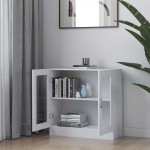 vidaXL Dulap cu vitrină, alb, 82,5 x 30,5 x 80 cm, lemn prelucrat vidaXL Dulap cu vitrină, alb, 82,5 x 30,5 x 80 cm, lemn prelucrat