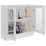 vidaXL Dulap cu vitrină, alb, 82,5 x 30,5 x 80 cm, lemn prelucrat vidaXL Dulap cu vitrină, alb, 82,5 x 30,5 x 80 cm, lemn prelucrat