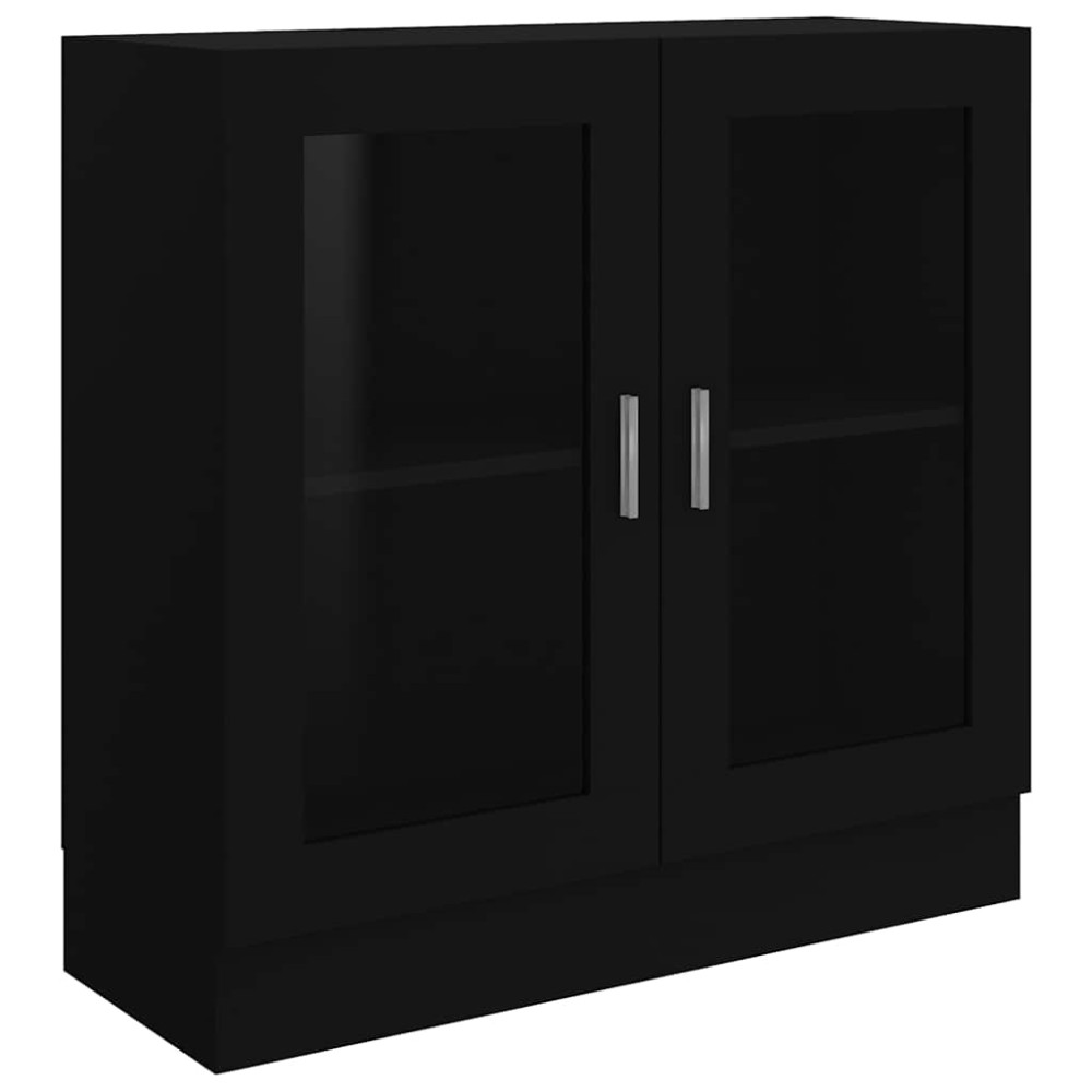 vidaXL Dulap cu vitrină, negru, 82,5x30,5x80 cm, lemn prelucrat