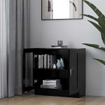 vidaXL Dulap cu vitrină, negru, 82,5x30,5x80 cm, lemn prelucrat vidaXL Dulap cu vitrină, negru, 82,5x30,5x80 cm, lemn prelucrat