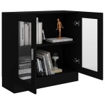 vidaXL Dulap cu vitrină, negru, 82,5x30,5x80 cm, lemn prelucrat vidaXL Dulap cu vitrină, negru, 82,5x30,5x80 cm, lemn prelucrat