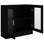 vidaXL Dulap cu vitrină, negru, 82,5x30,5x80 cm, lemn prelucrat vidaXL Dulap cu vitrină, negru, 82,5x30,5x80 cm, lemn prelucrat