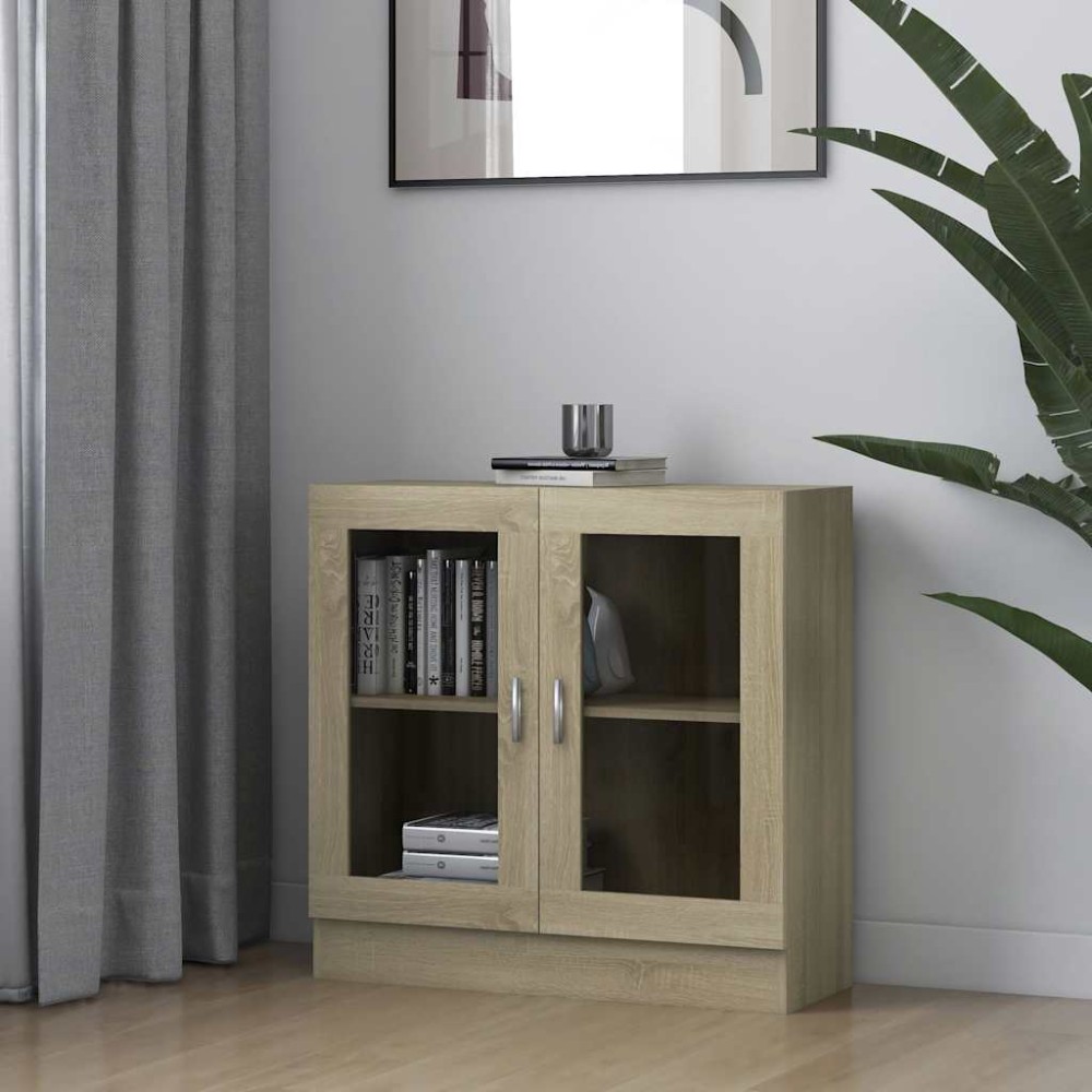 vidaXL Dulap cu vitrină, stejar sonoma 82,5x30,5x80 cm lemn prelucrat