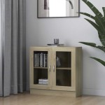 vidaXL Dulap cu vitrină, stejar sonoma 82,5x30,5x80 cm lemn prelucrat vidaXL Dulap cu vitrină, stejar sonoma 82,5x30,5x80 cm lemn prelucrat
