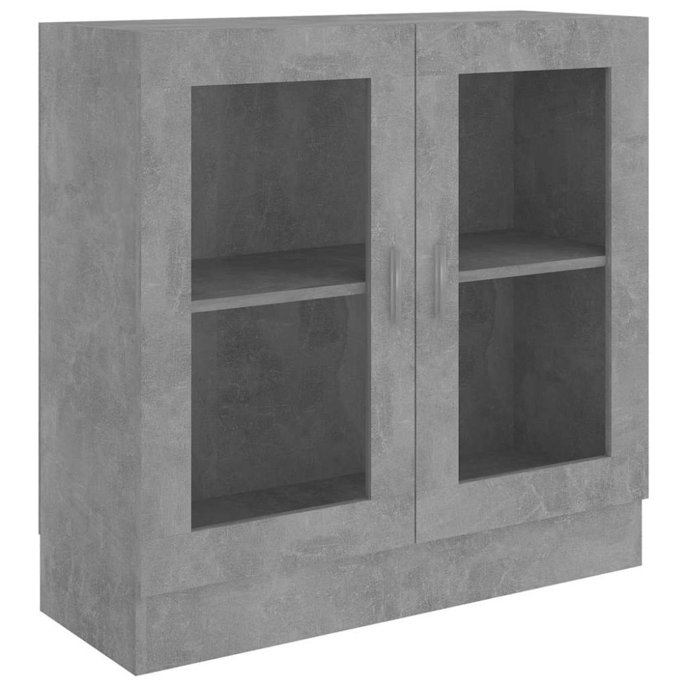 vidaXL Dulap cu vitrină, gri beton, 82,5x30,5x80 cm, lemn prelucrat