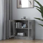 vidaXL Dulap cu vitrină, gri beton, 82,5x30,5x80 cm, lemn prelucrat vidaXL Dulap cu vitrină, gri beton, 82,5x30,5x80 cm, lemn prelucrat
