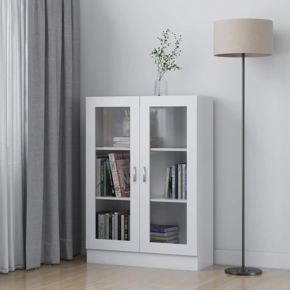 vidaXL Dulap cu vitrină, alb, 82,5 x 30,5 x 115 cm, lemn prelucrat