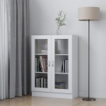 vidaXL Dulap cu vitrină, alb, 82,5 x 30,5 x 115 cm, lemn prelucrat vidaXL Dulap cu vitrină, alb, 82,5 x 30,5 x 115 cm, lemn prelucrat