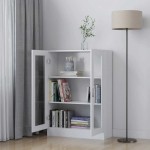 vidaXL Dulap cu vitrină, alb, 82,5 x 30,5 x 115 cm, lemn prelucrat vidaXL Dulap cu vitrină, alb, 82,5 x 30,5 x 115 cm, lemn prelucrat