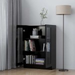 vidaXL Dulap cu vitrină, negru, 82,5x30,5x115 cm, lemn prelucrat vidaXL Dulap cu vitrină, negru, 82,5x30,5x115 cm, lemn prelucrat