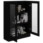 vidaXL Dulap cu vitrină, negru, 82,5x30,5x115 cm, lemn prelucrat vidaXL Dulap cu vitrină, negru, 82,5x30,5x115 cm, lemn prelucrat