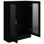 vidaXL Dulap cu vitrină, negru, 82,5x30,5x115 cm, lemn prelucrat vidaXL Dulap cu vitrină, negru, 82,5x30,5x115 cm, lemn prelucrat